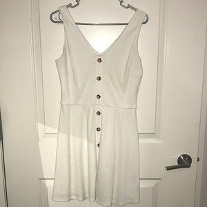 White V-cut Dress
